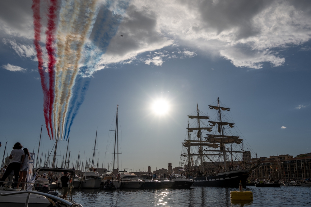 Olympics 2024 opening ceremony celebration planes with colorful smoke